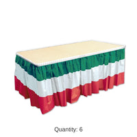 6 Pack Bulk Fiesta Red, White/Green Table Skirt
