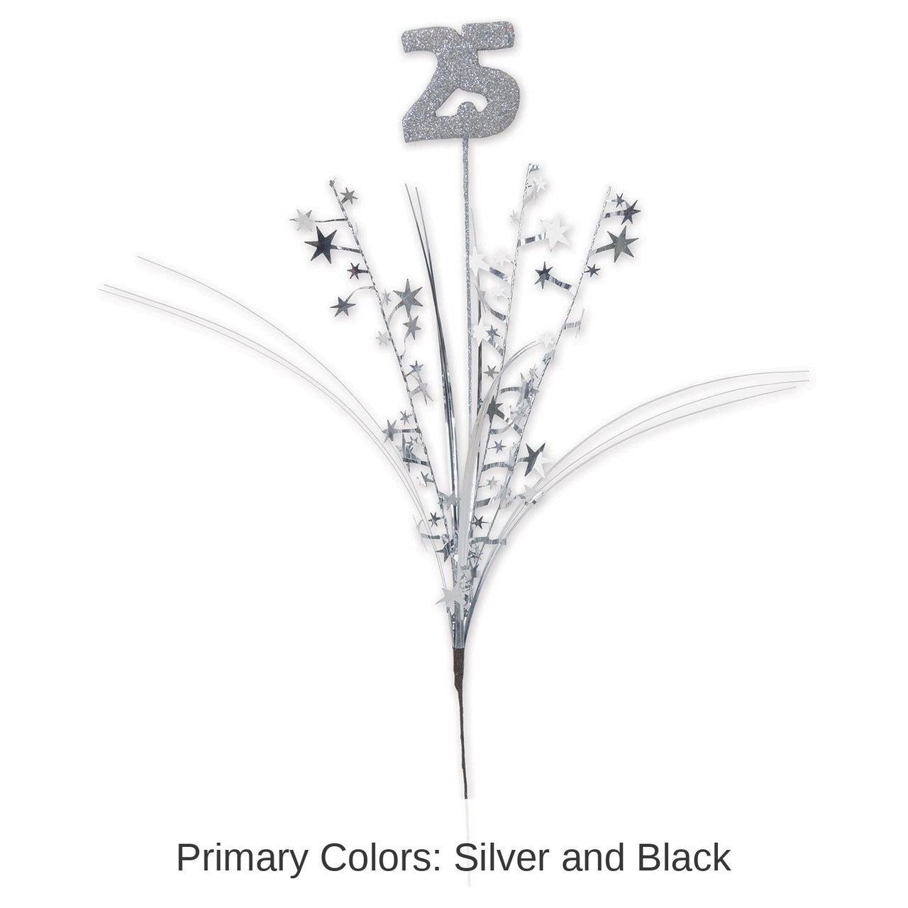 12 Pack Bulk Glittered 25th Anniversary Metallic Star Spray