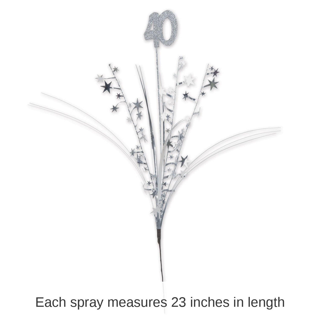 12 Pack Bulk Glittered 40th Birthday Party Metallic Star Spray
