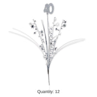 12 Pack Bulk Glittered 40th Birthday Party Metallic Star Spray