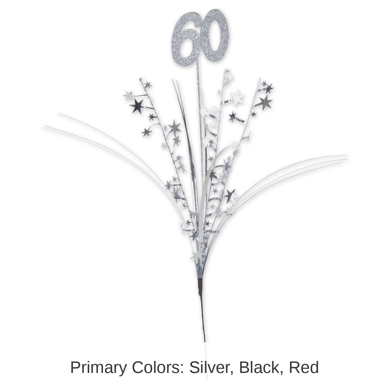 12 Pack Bulk Glittered 60th Birthday Party Metallic Star Spray