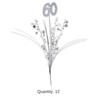 12 Pack Bulk Glittered 60th Birthday Party Metallic Star Spray