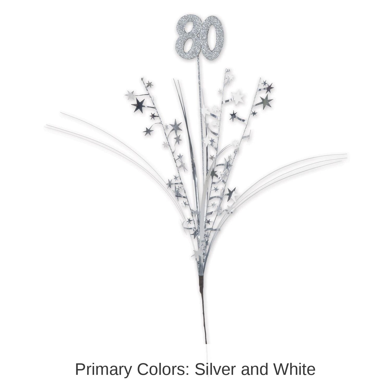 12 Pack Bulk Glittered 80th Birthday Party Metallic Star Spray