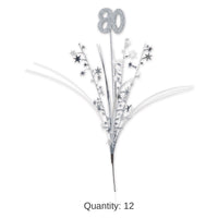 12 Pack Bulk Glittered 80th Birthday Party Metallic Star Spray