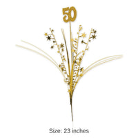 12 Piece Bulk Glittered 50th Anniversary  Metallic Star Spray - gold