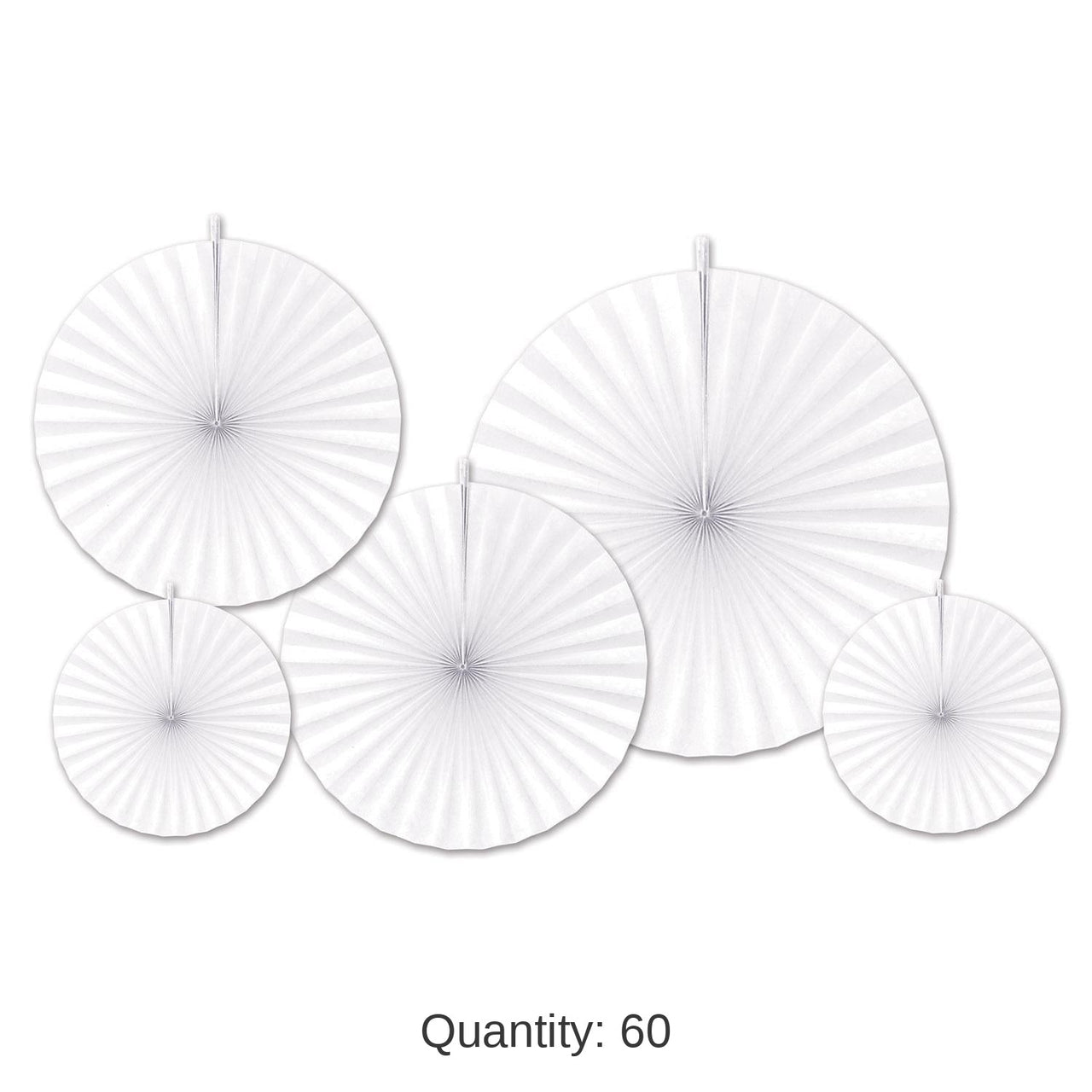 60 Piece Bulk Accordion Paper Fans Wedding Decoration - white