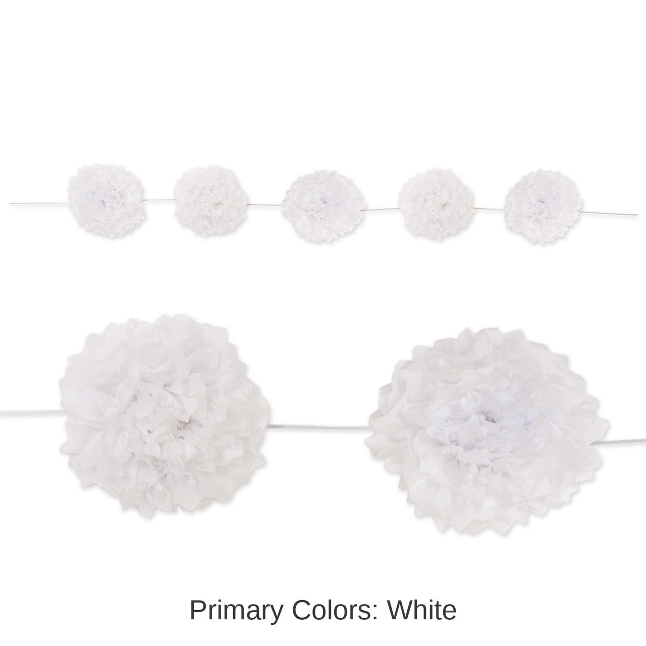 6 Pack Bulk Tissue Flower Garland - white