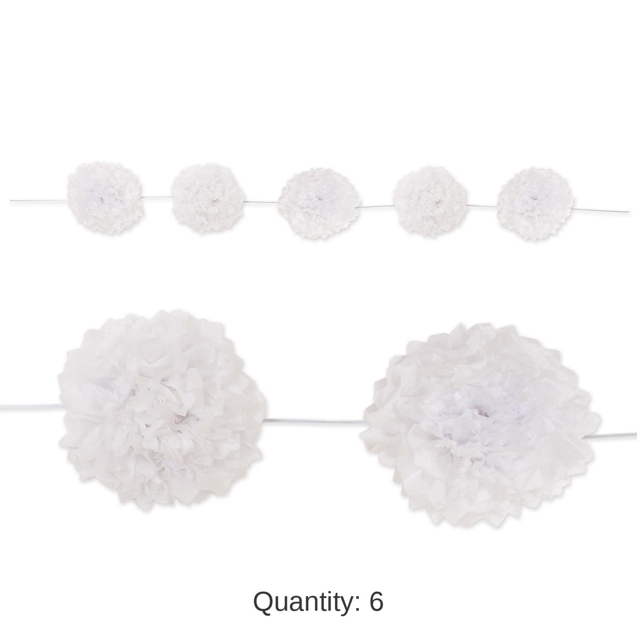 6 Pack Bulk Tissue Flower Garland - white