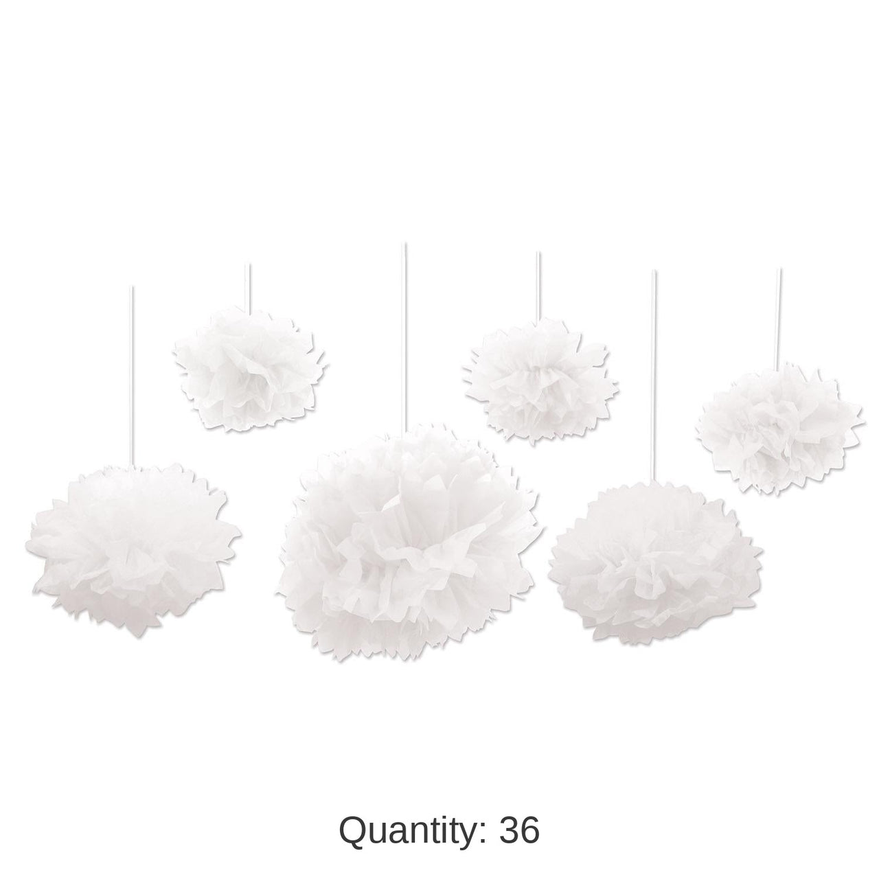 36 Pack Bulk Tissue Fluff Balls - white