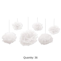 36 Pack Bulk Tissue Fluff Balls - white