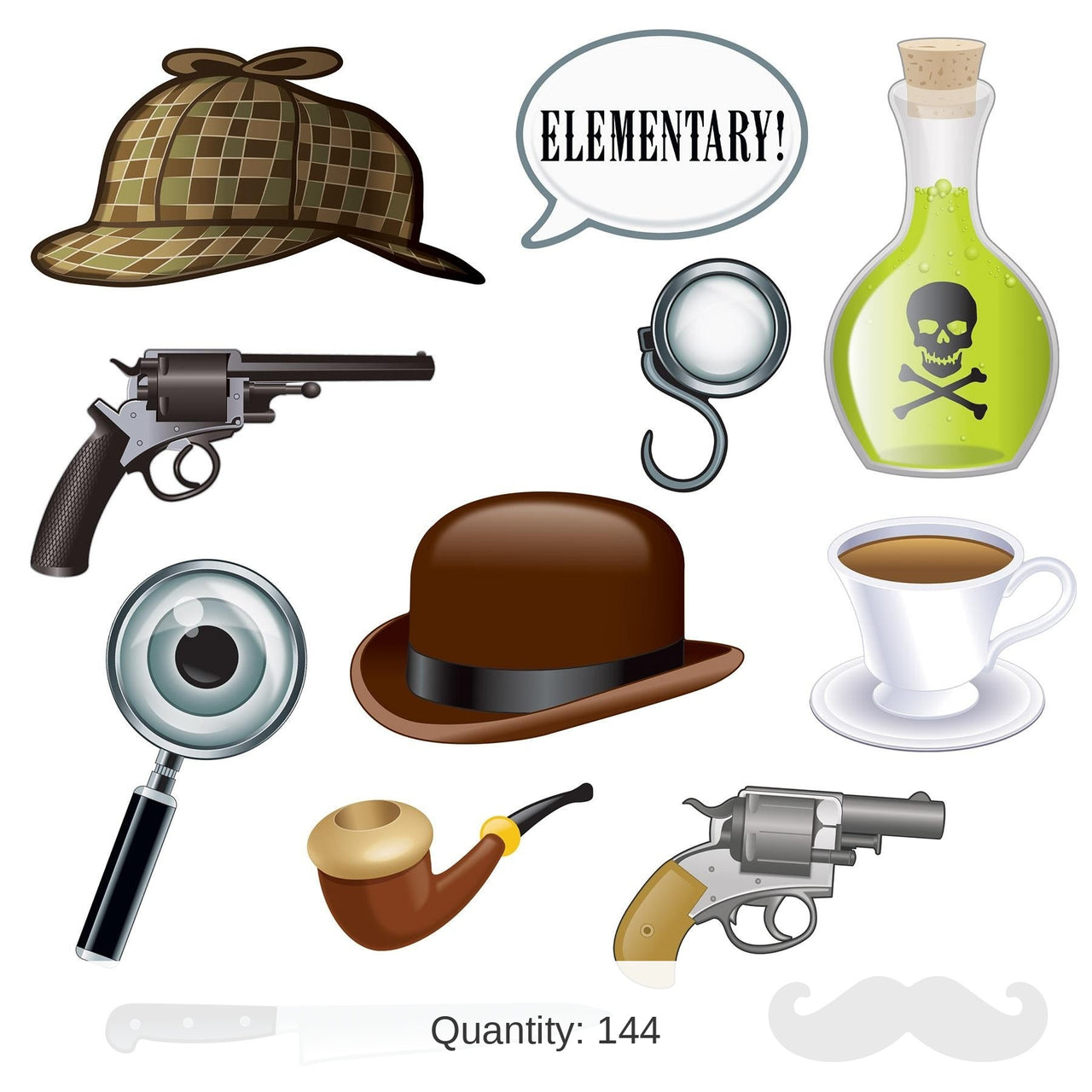 144 Pack Bulk Sherlock Holmes Party Photo Fun Signs