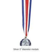 12 Pack Bulk 2nd Place Medal with Ribbon - silver