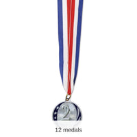 12 Pack Bulk 2nd Place Medal with Ribbon - silver