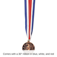 12 Pack Bulk 3rd Place Medal with Ribbon - bronze