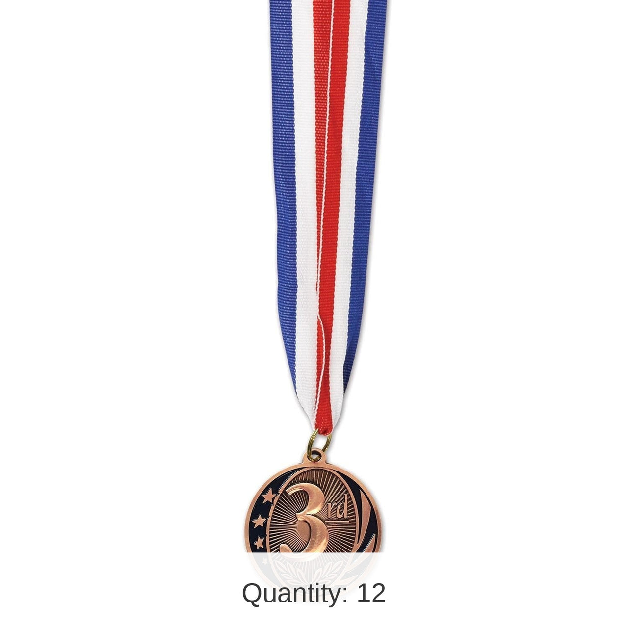 12 Pack Bulk 3rd Place Medal with Ribbon - bronze