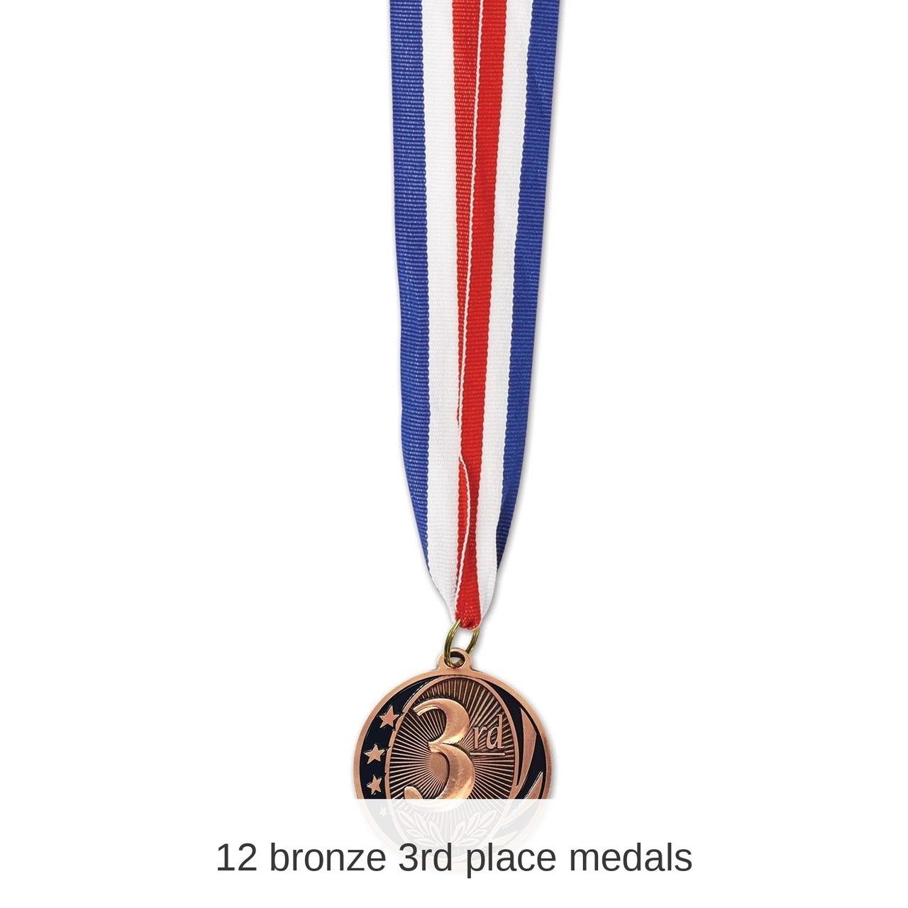 12 Pack Bulk 3rd Place Medal with Ribbon - bronze