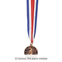 12 Pack Bulk 3rd Place Medal with Ribbon - bronze