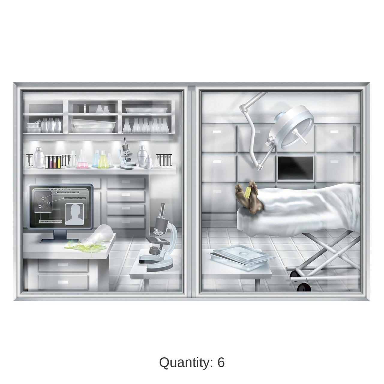 6 Pack Bulk PSI Laboratory/Morgue Party Insta-View Decoration