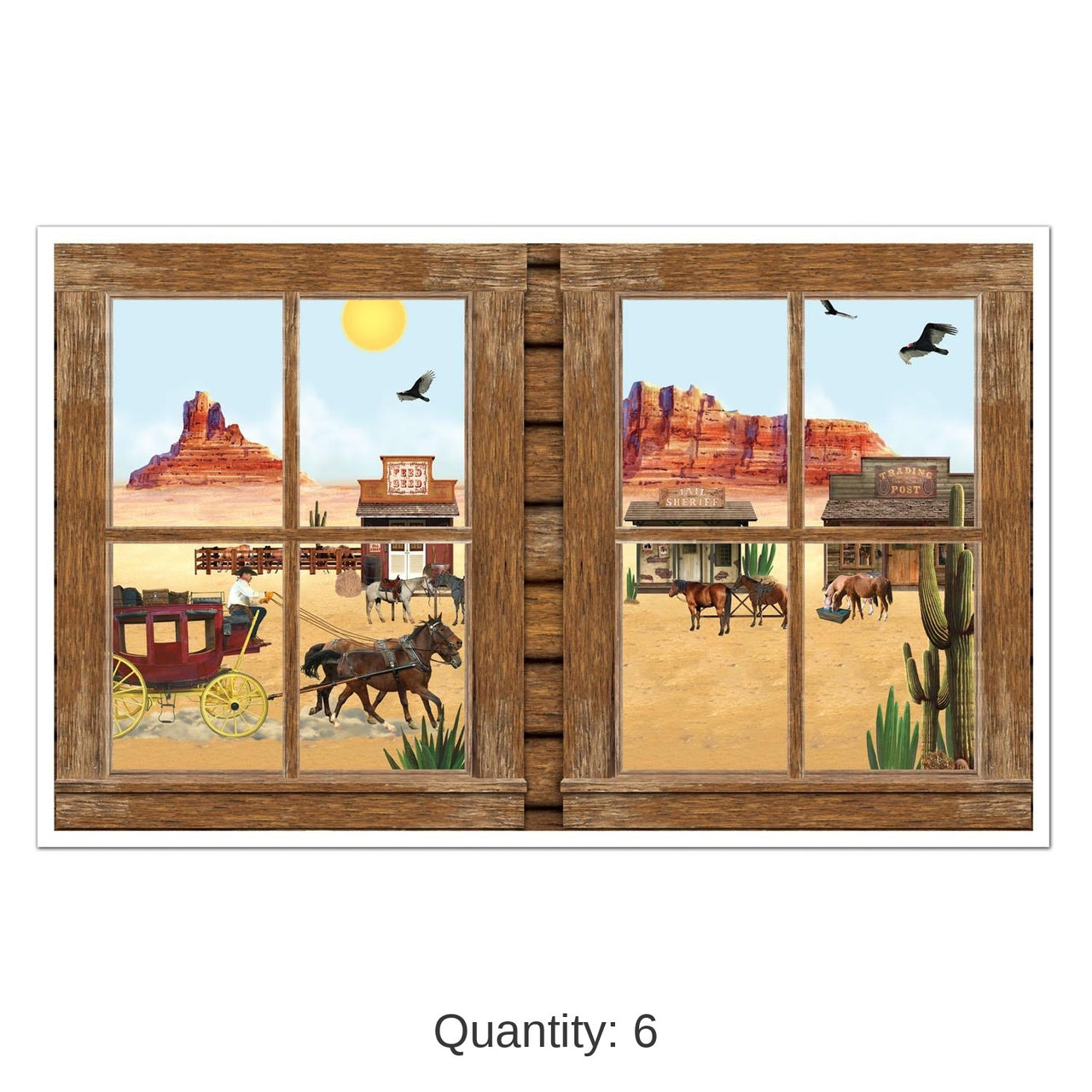 6 Pack Bulk Western Party Insta-View Decoration