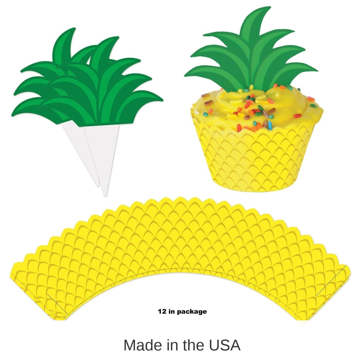144 Pack Bulk Luau Party Pineapple Cupcake Wrappers