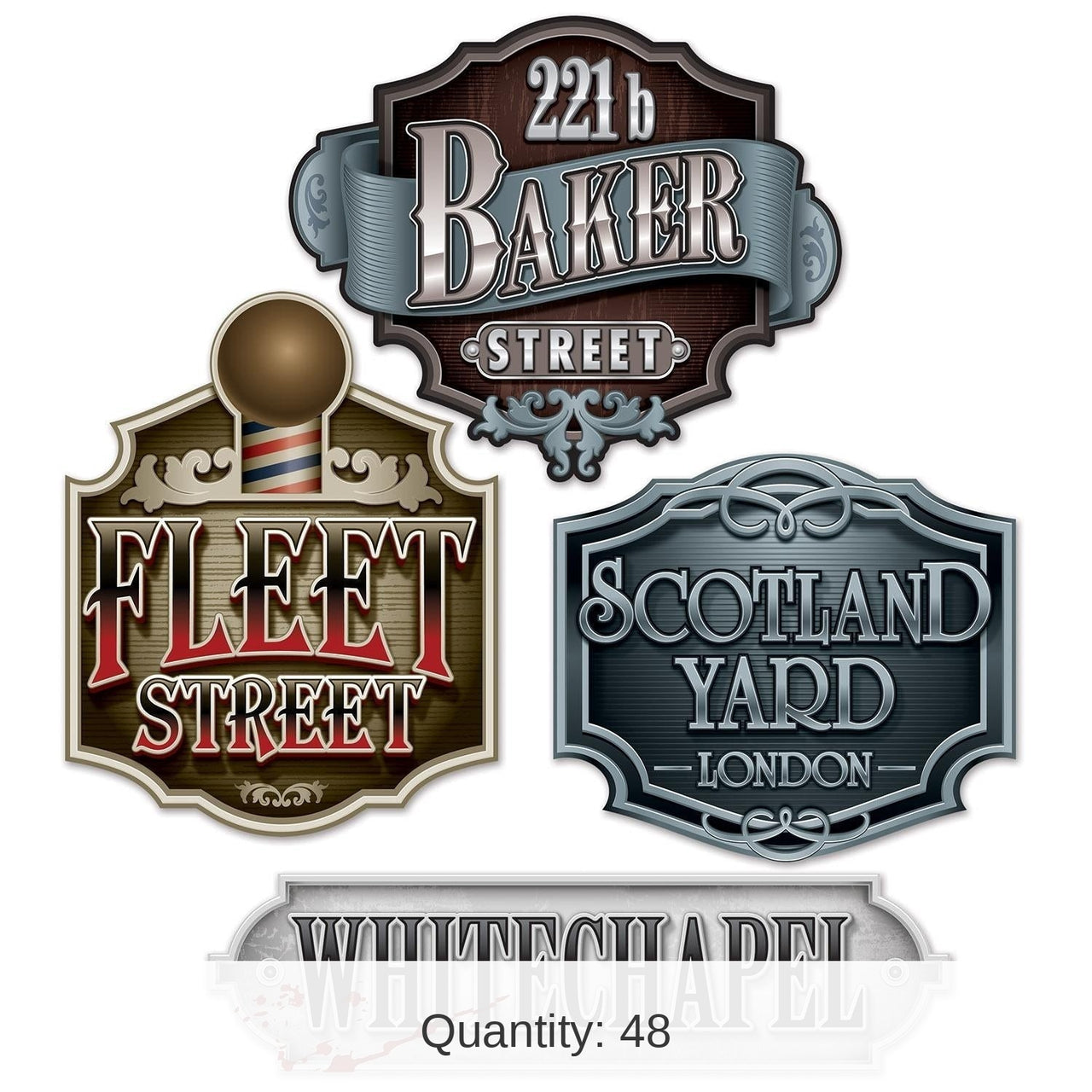 48 Pack Bulk Sherlock Holmes Party Decorative Sign Cutouts