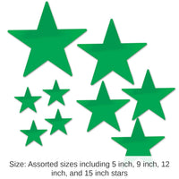 108 Pack Bulk Packaged Party Foil Star Cutouts green