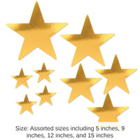 108 Pack Bulk Packaged Party Foil Star Cutouts gold