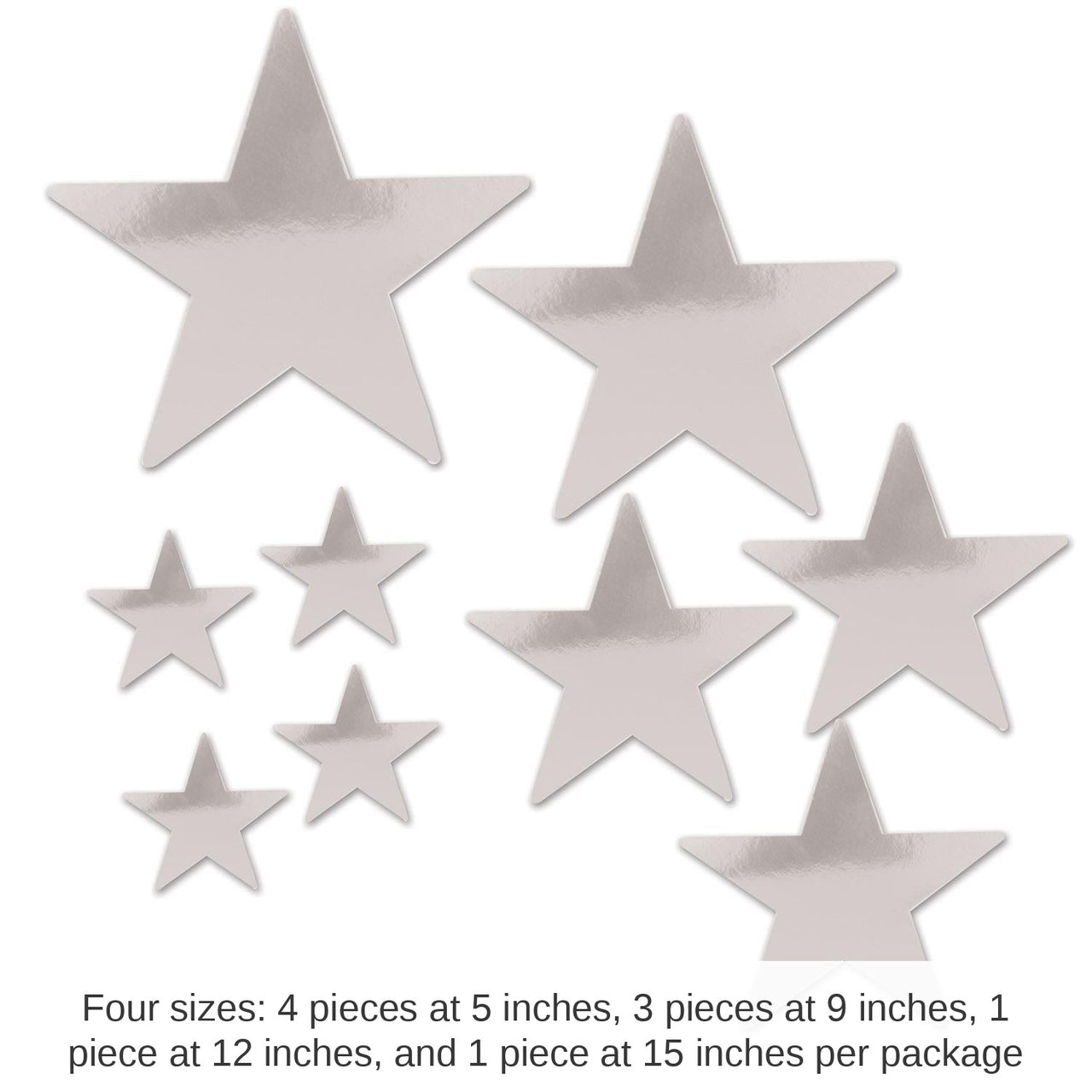 108 Pack Bulk Packaged Party Foil Star Cutouts silver