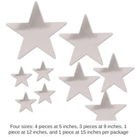 108 Pack Bulk Packaged Party Foil Star Cutouts silver
