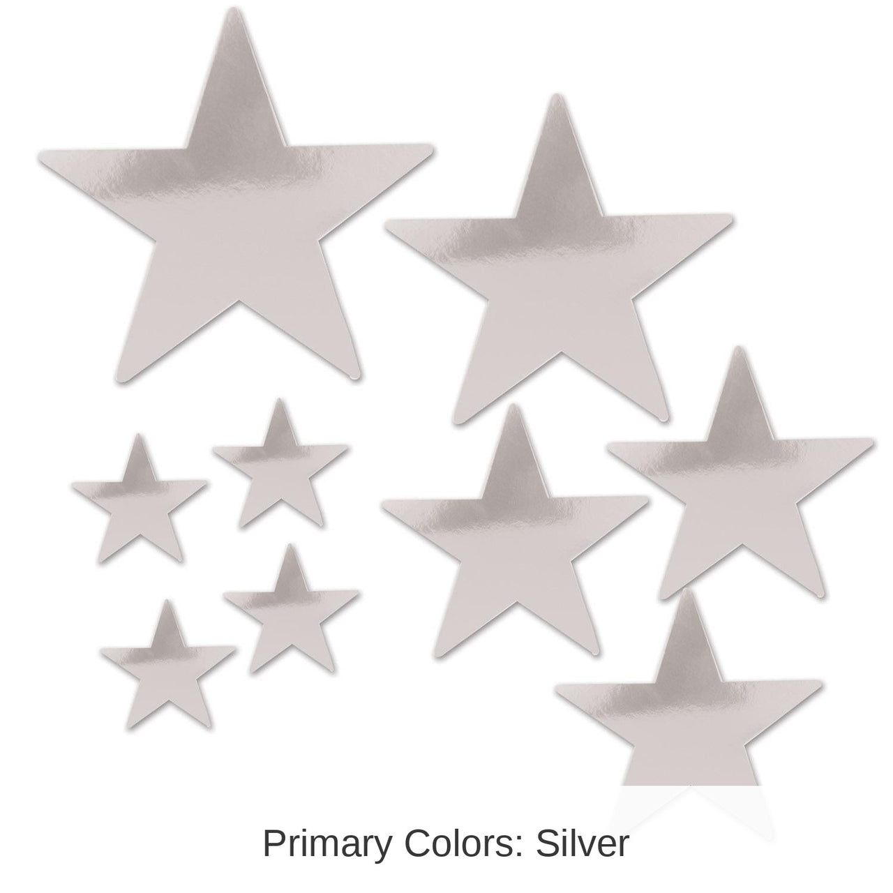 108 Pack Bulk Packaged Party Foil Star Cutouts silver
