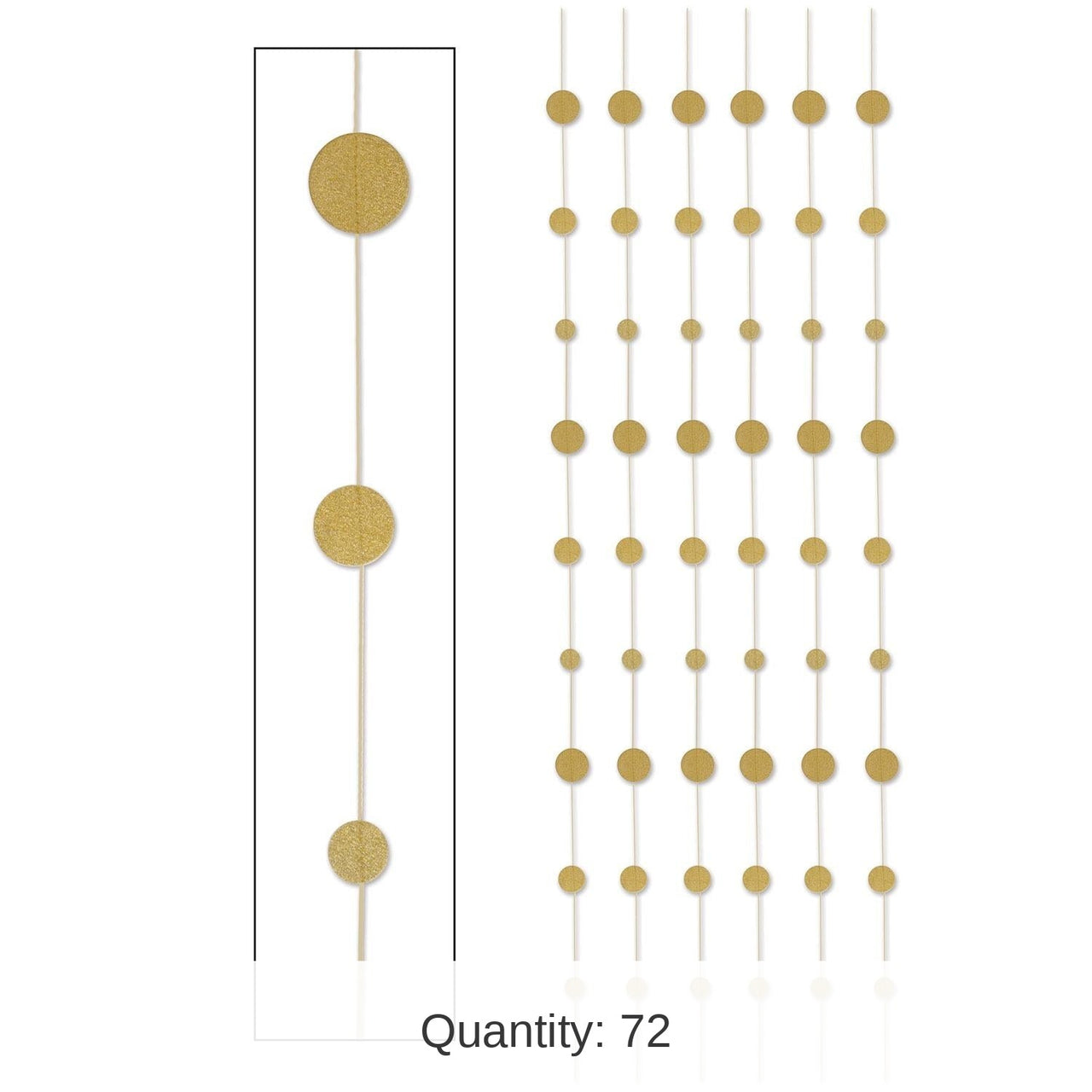 72 Piece Bulk Glittered Dot Stringers gold