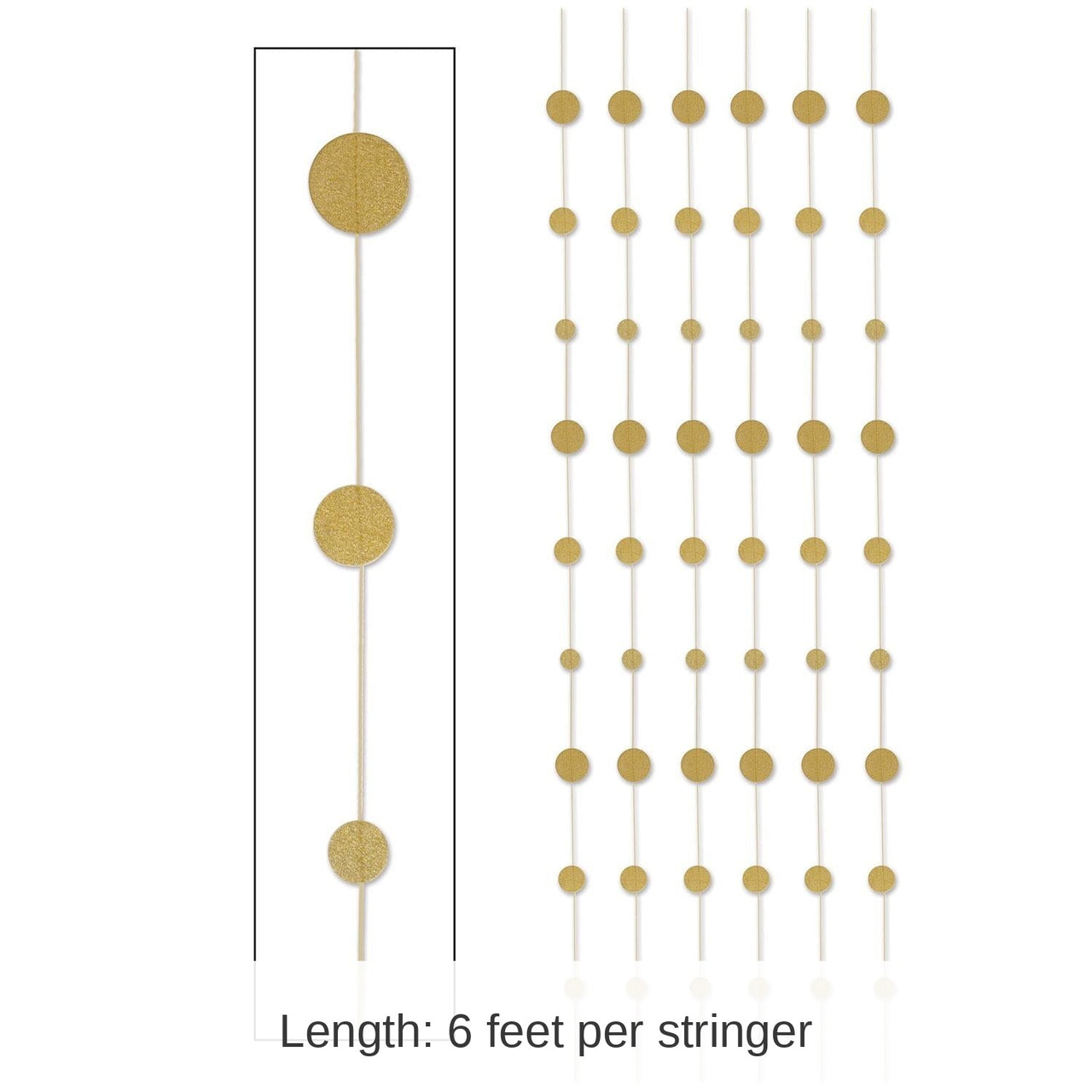 72 Piece Bulk Glittered Dot Stringers gold