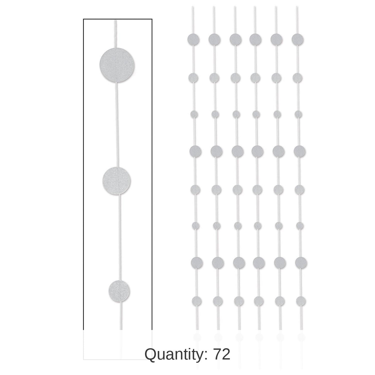 72 Piece Bulk Glittered Dot Stringers silver