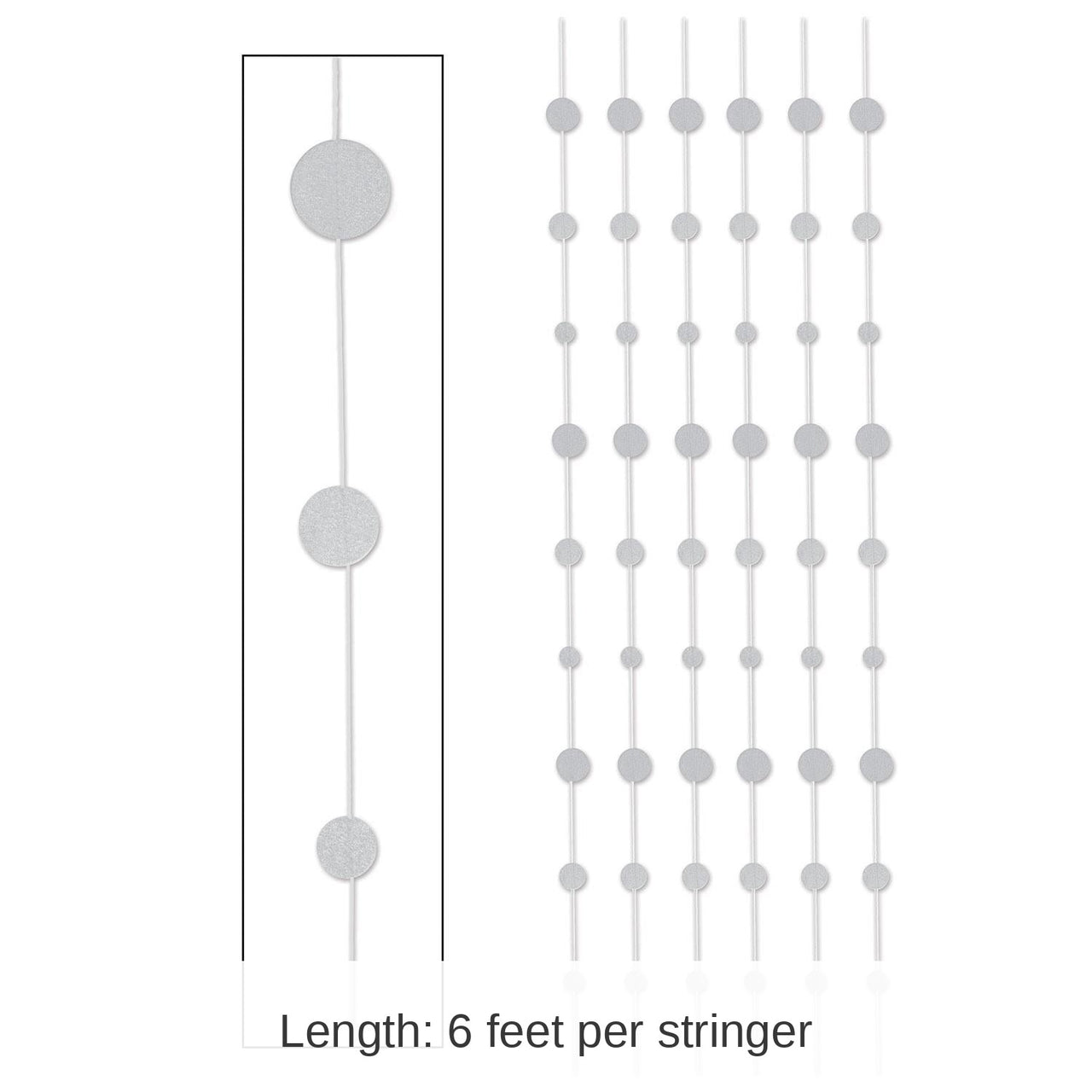 72 Piece Bulk Glittered Dot Stringers silver
