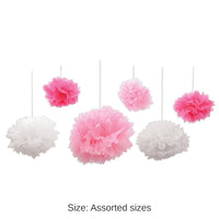 36 Pack Bulk Tissue Fluff Balls - pink/white