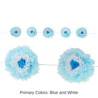 6 Pack Bulk Tissue Flower Garland - blue/white