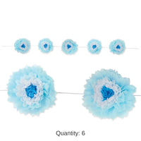 6 Pack Bulk Tissue Flower Garland - blue/white