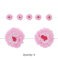 6 Pack Bulk Tissue Flower Garland - pink/white