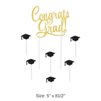 12 Pack Bulk Congrats Grad! Graduation Party Cake Topper