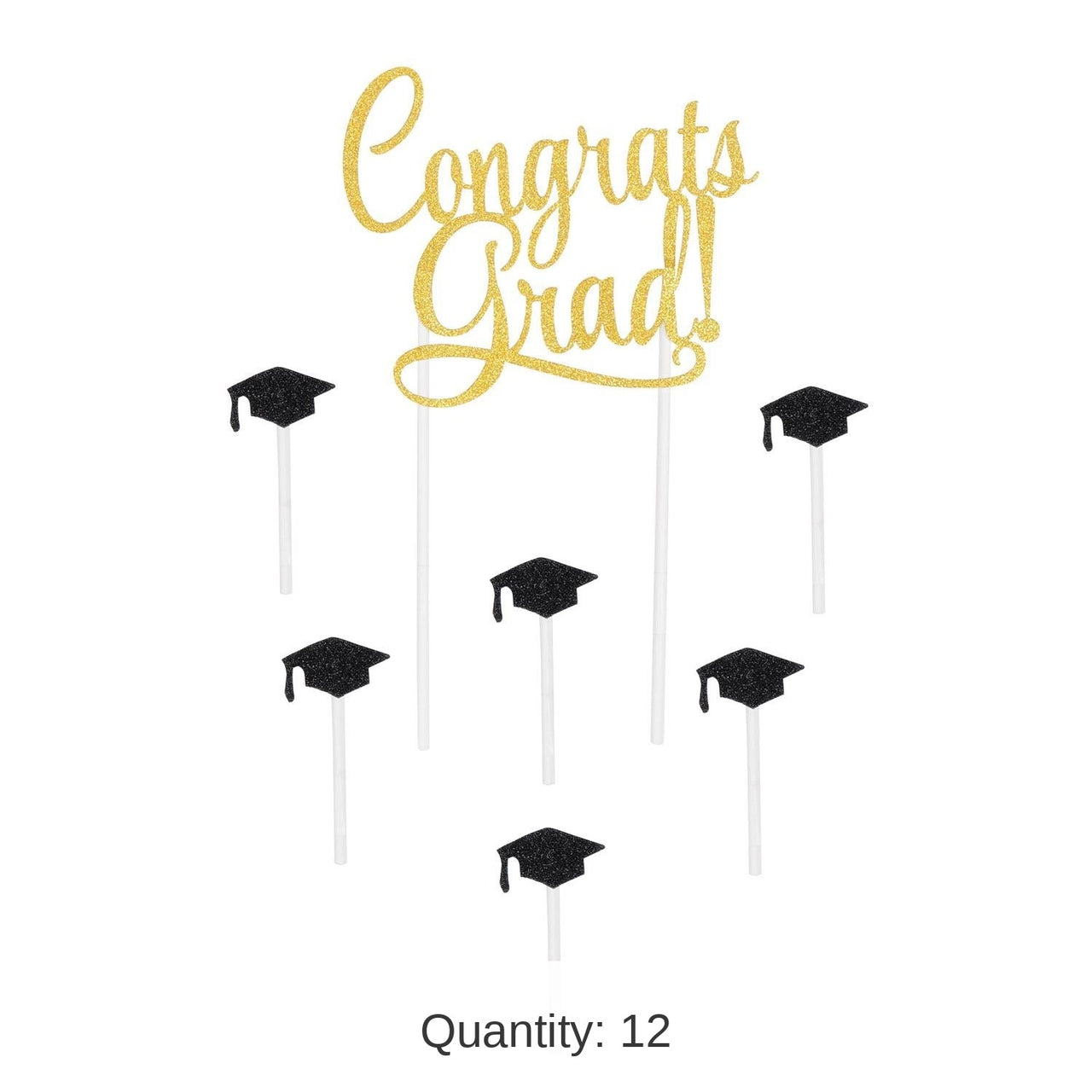 12 Pack Bulk Congrats Grad! Graduation Party Cake Topper