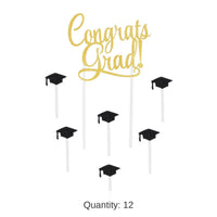 12 Pack Bulk Congrats Grad! Graduation Party Cake Topper