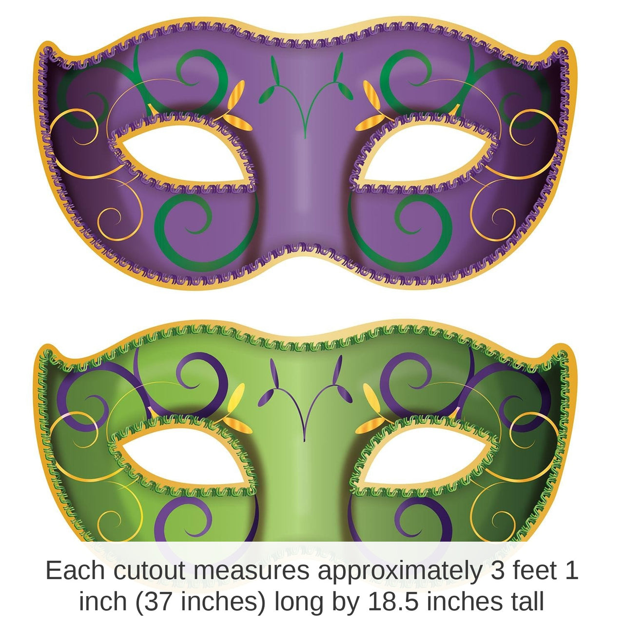 24 Pack Bulk Jumbo Mardi Gras Mask Cutouts