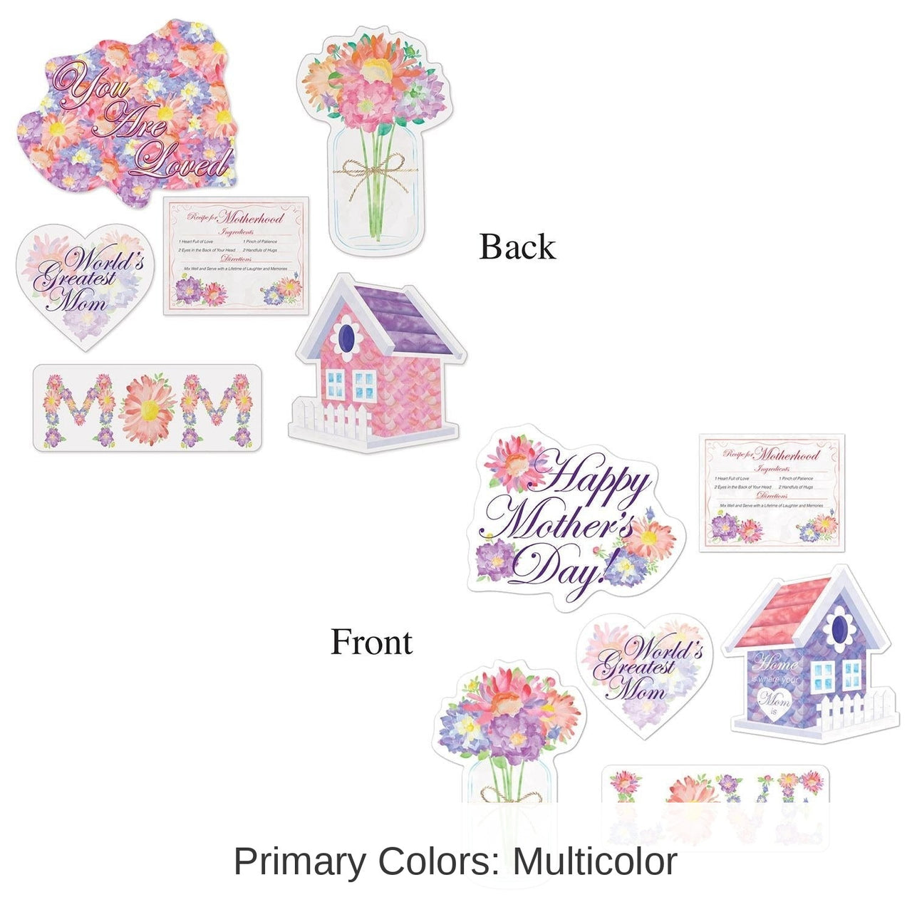 72 Pack Bulk Mother's Day Cutouts