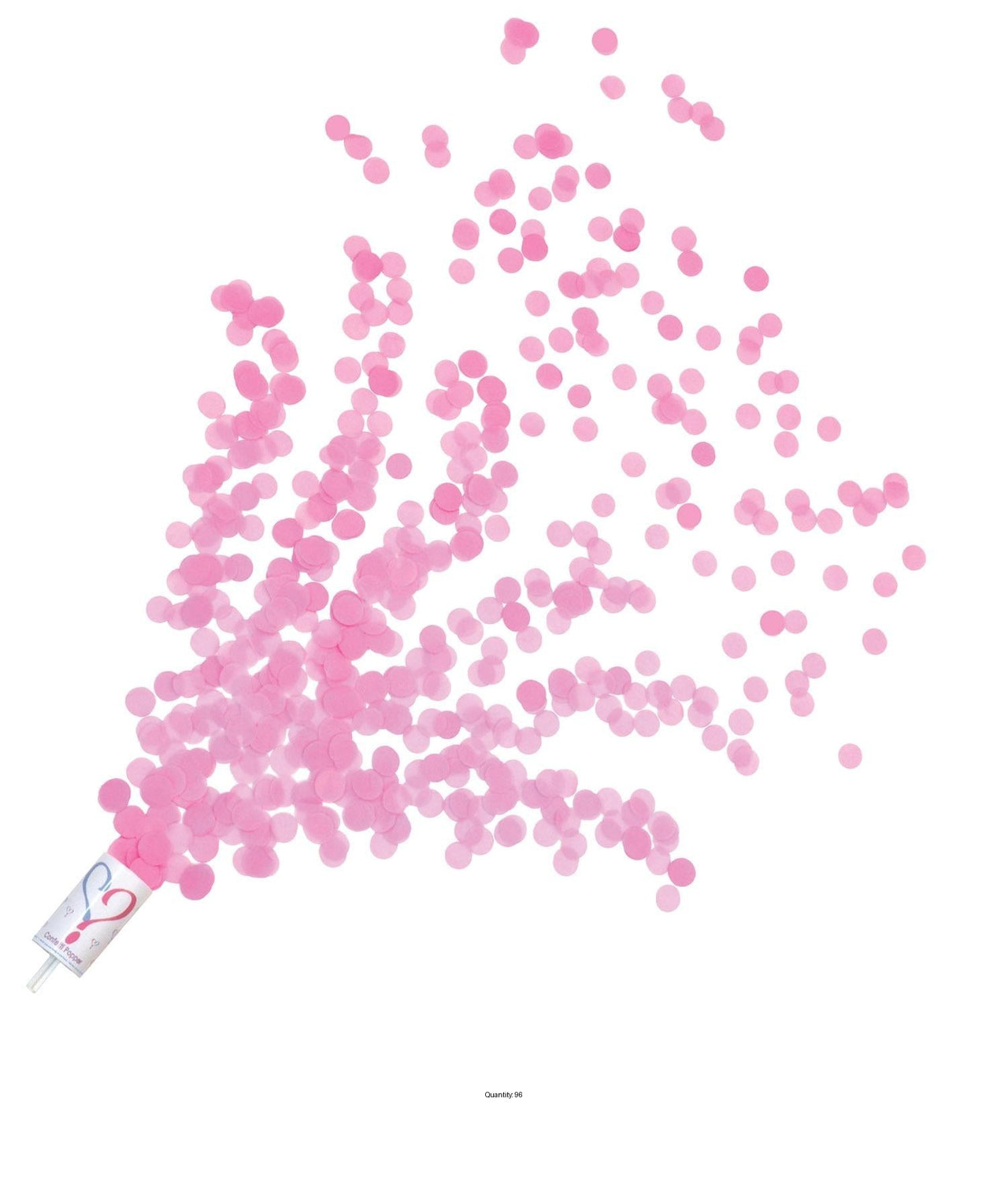 96 Pack Bulk Gender Reveal Push Up Confetti Poppers - pink