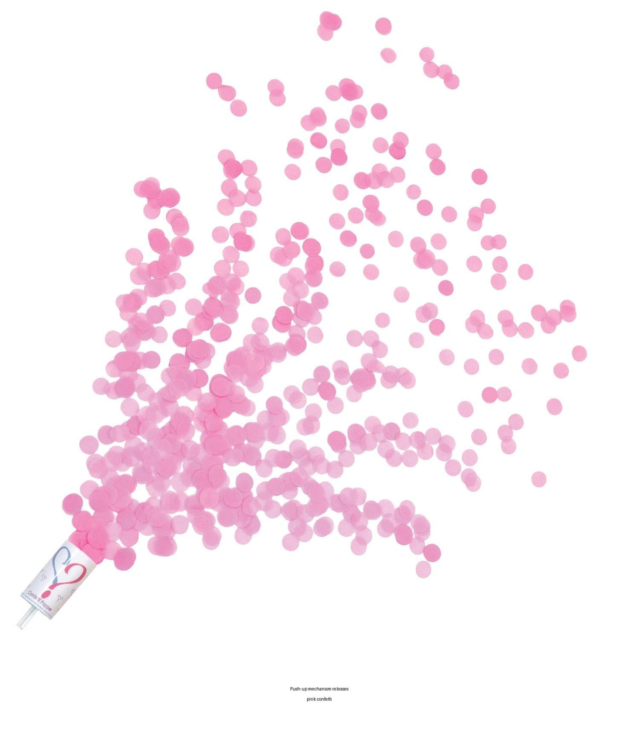 96 Pack Bulk Gender Reveal Push Up Confetti Poppers - pink