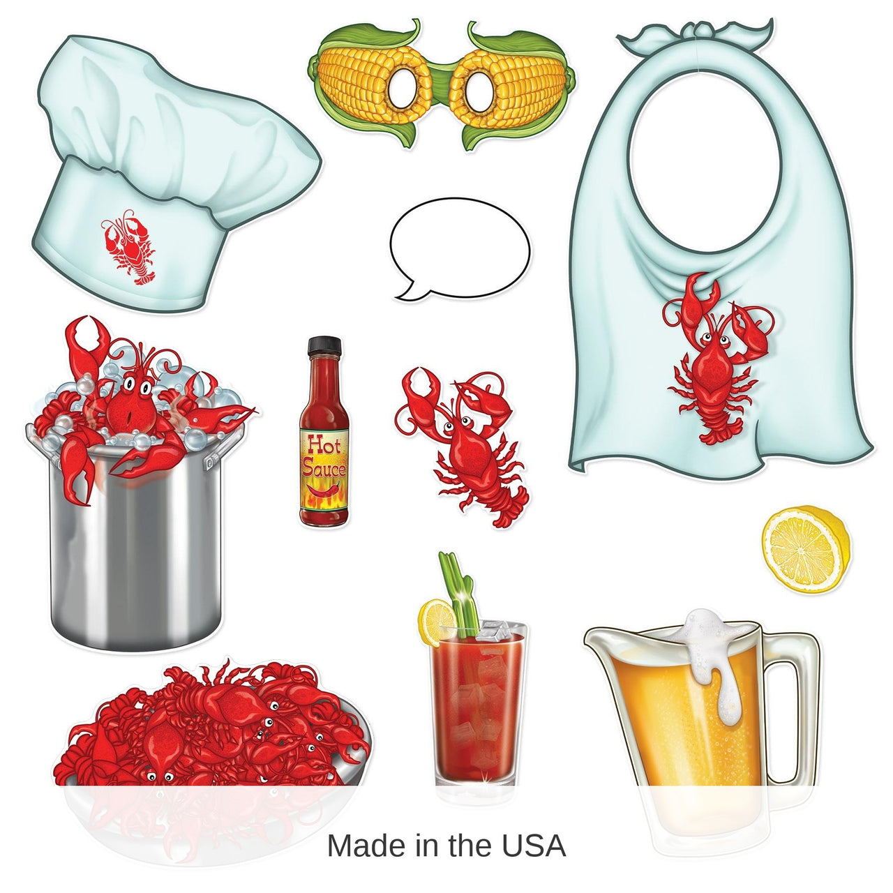 132 Piece Bulk Mardi Gras Crawfish Photo Fun Signs