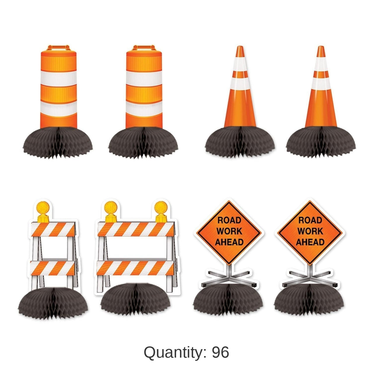 96 Pack Bulk Construction Mini Party Centerpieces
