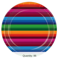 96 Pack Bulk Fiesta Paper Plates 7 inch