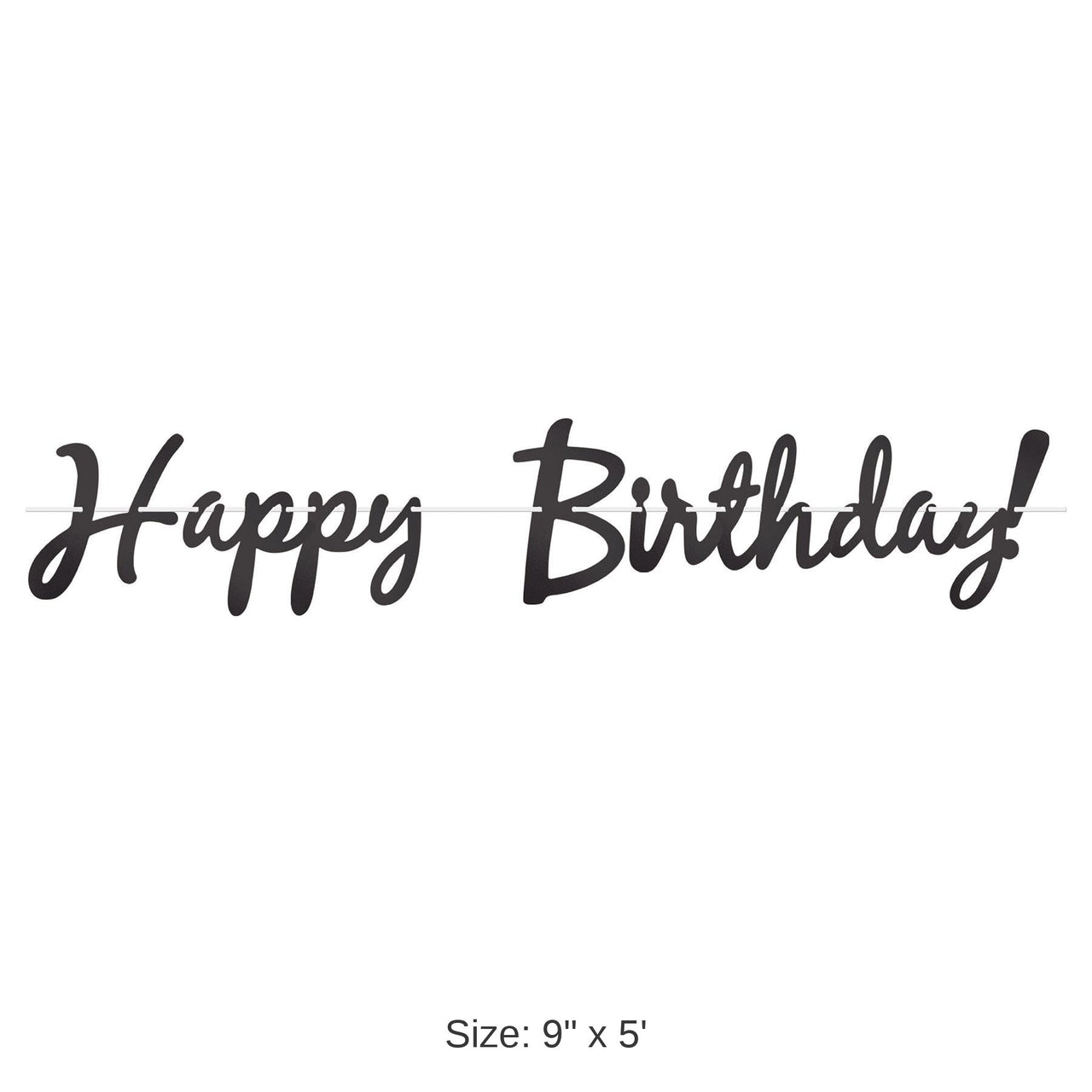 12 Pack Bulk Foil Happy Birthday Party Streamer Black