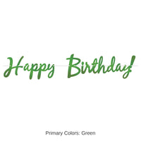 12 Pack Bulk Foil Happy Birthday Party Streamer Green